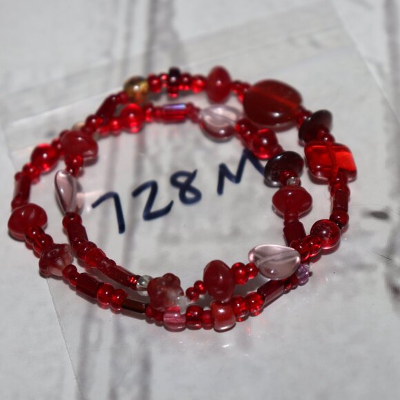 Beautiful red glass beaded bracelet set 7" NWOT - Picture 2 of 5